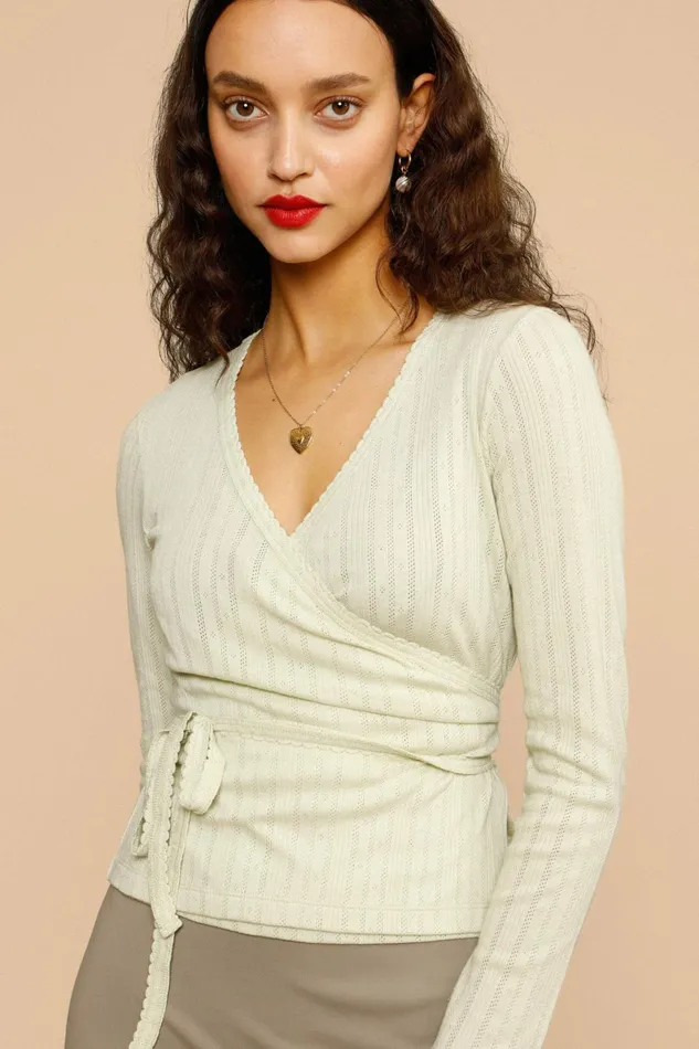 MAELYS Wrap Top Pistache Uni Women Rouje Blouses and Tops