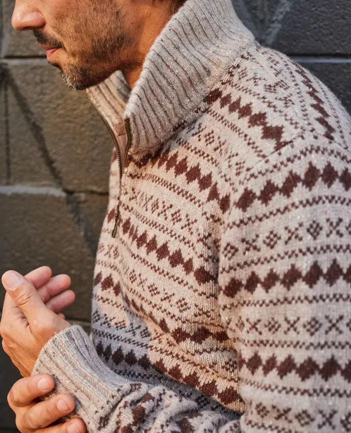 Men039s Men039s Wilde 14 Zip Sweater Honey Brown ToadandCo Sweaters
