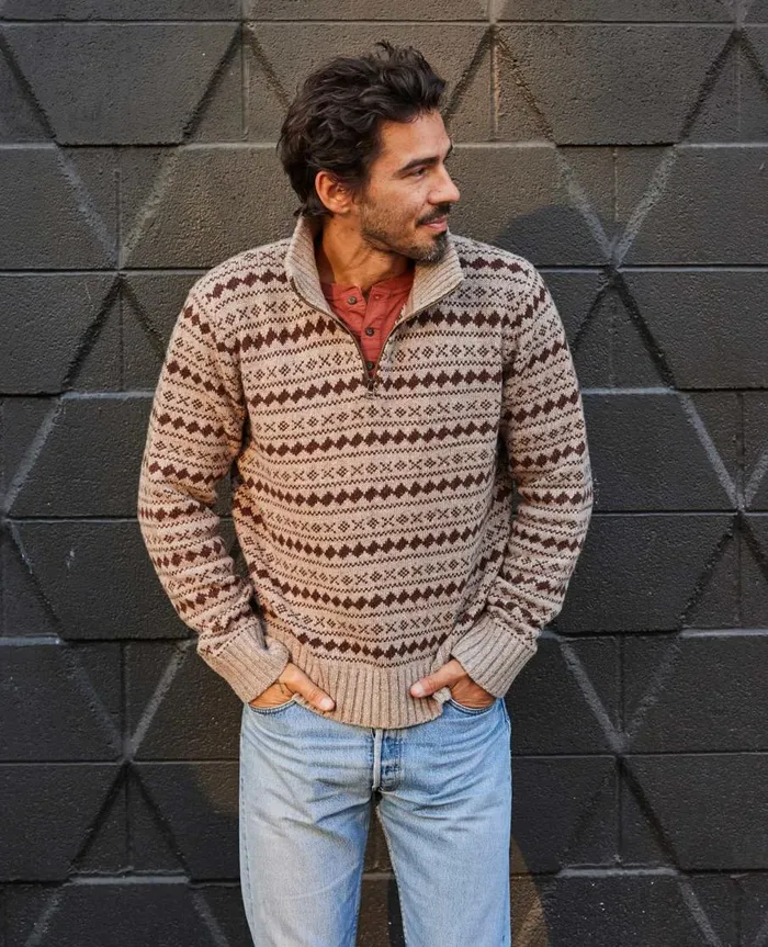 Men039s Men039s Wilde 14 Zip Sweater Honey Brown ToadandCo Sweaters