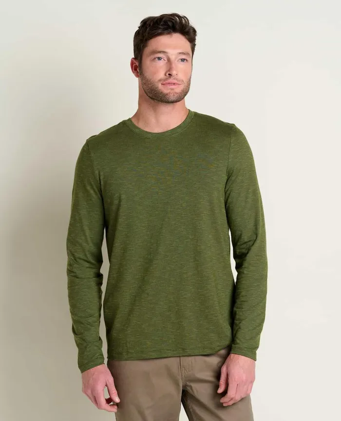 Men039s Tempo Long Sleeve Crew Chive ToadandCo TShirts