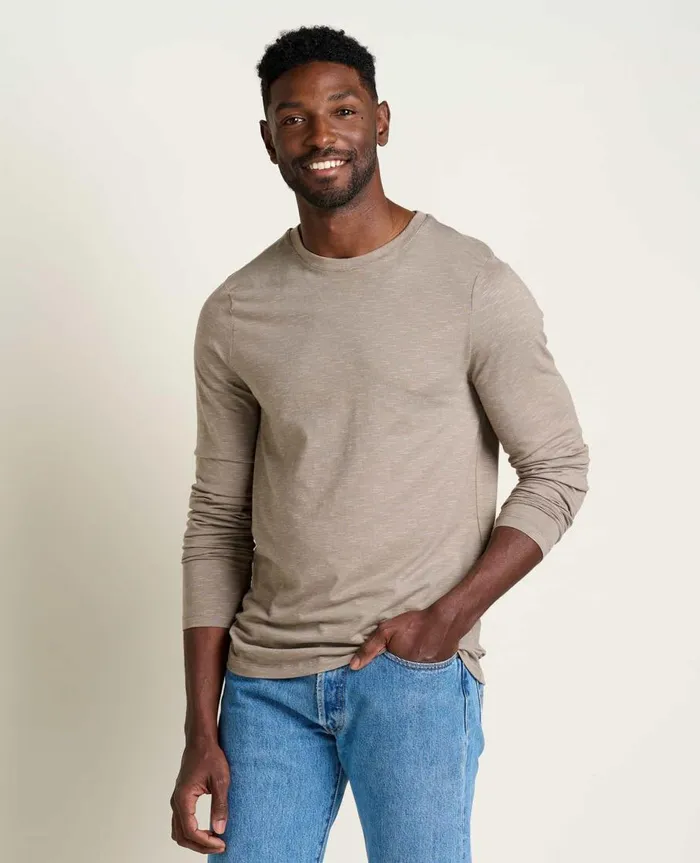 Men039s Tempo Long Sleeve Crew Dark Chino ToadandCo TShirts
