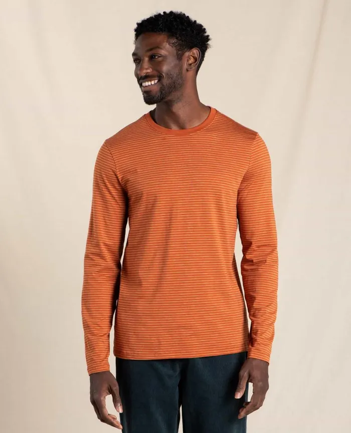 Men039s Tempo Long Sleeve Crew Rust Stripe ToadandCo Jackets and Layers