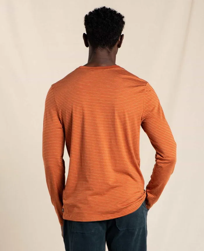 Men039s Tempo Long Sleeve Crew Rust Stripe ToadandCo Jackets and Layers