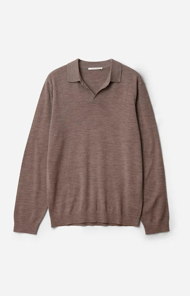 Men A Day039s March Knitwear Manol Open Collar Merino Polo