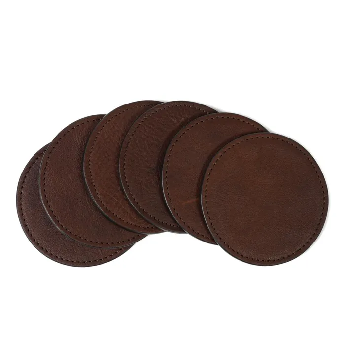 Men Accessories Billy Reid Leather Coaster Set Seven Hills Chocolate