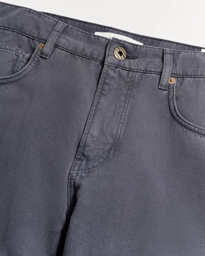 Men Bottoms Billy Reid Cotton Linen 5 Pocket Pant Carbon Blue