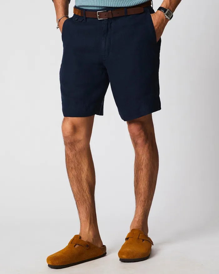 Men Bottoms Billy Reid Linen Moore Short Carbon Blue
