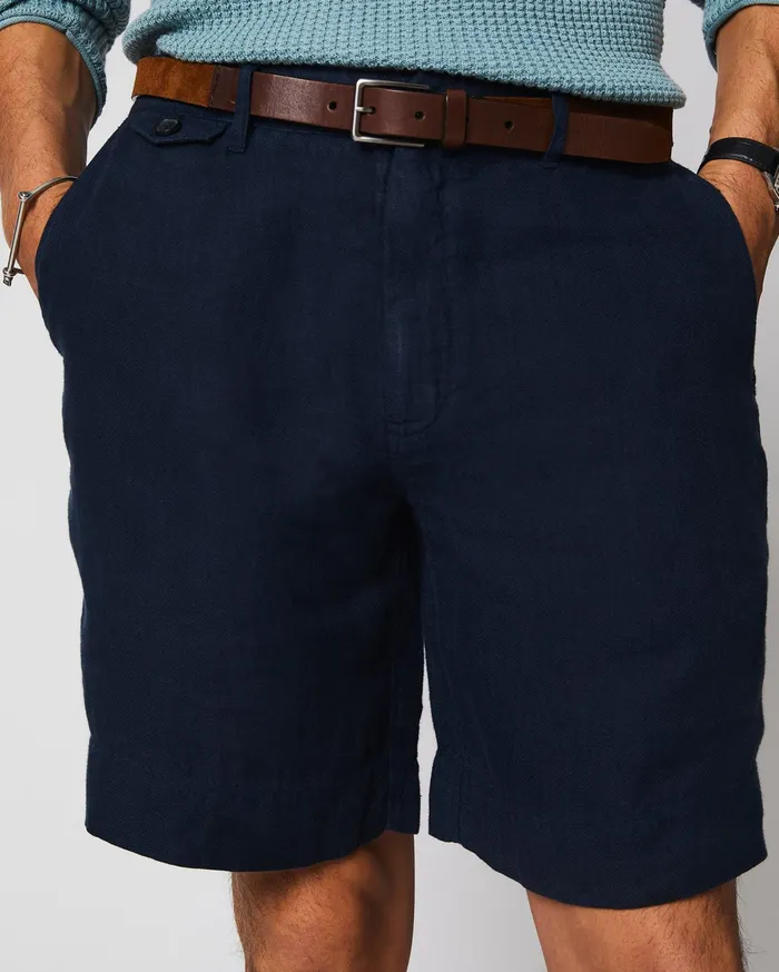 Men Bottoms Billy Reid Linen Moore Short Carbon Blue