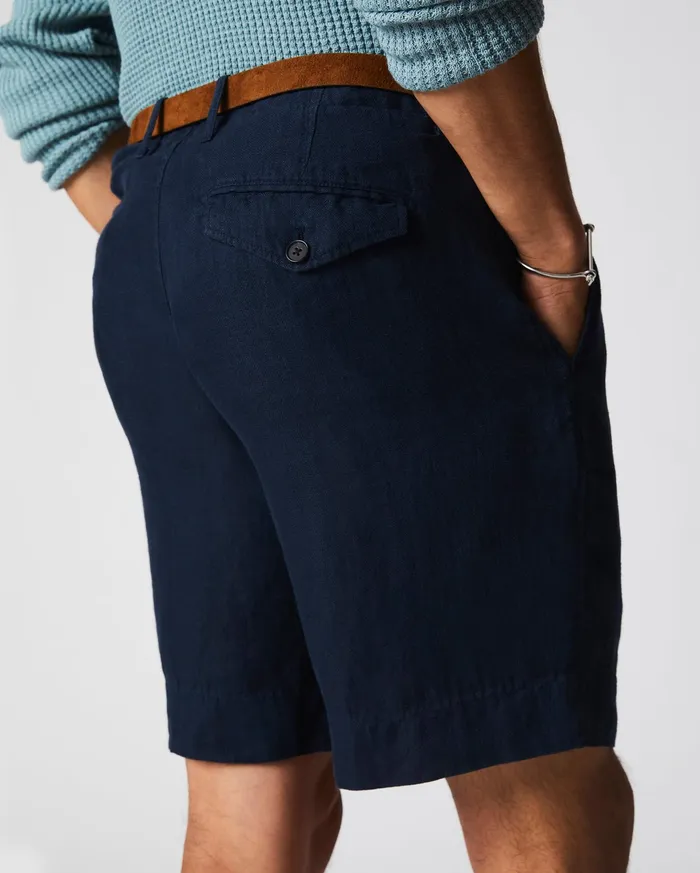 Men Bottoms Billy Reid Linen Moore Short Carbon Blue