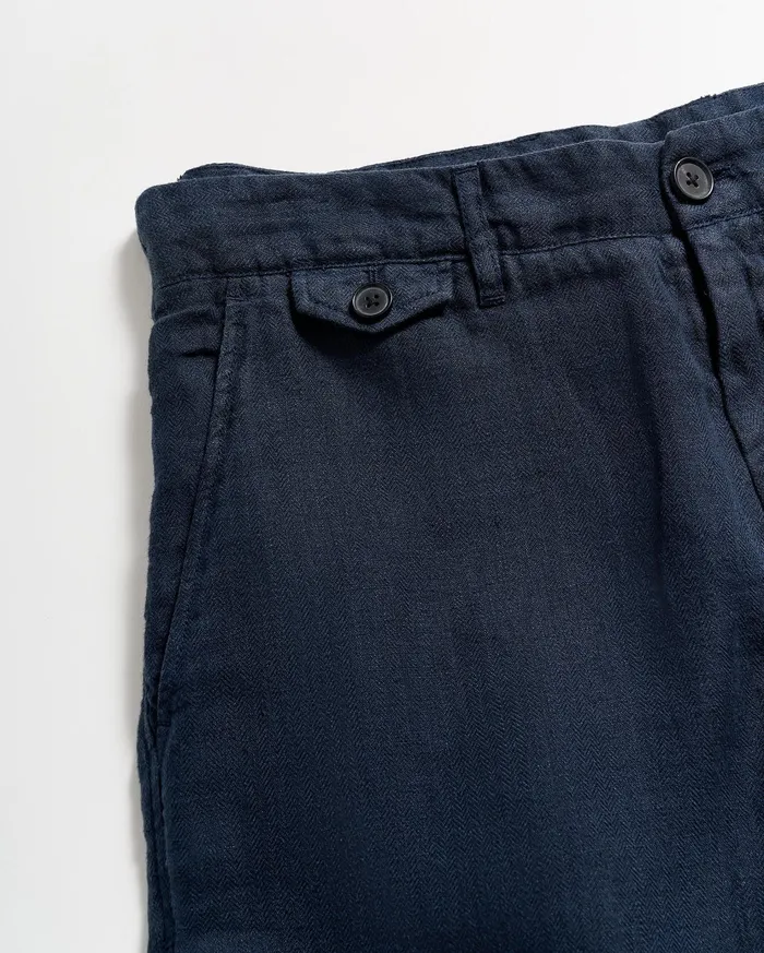 Men Bottoms Billy Reid Linen Moore Short Carbon Blue