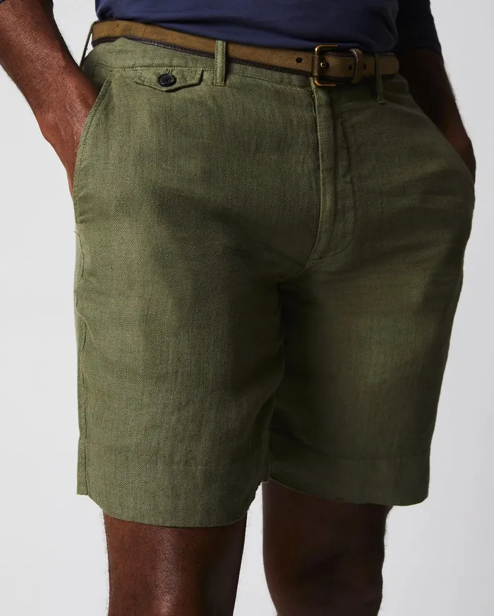 Men Bottoms Billy Reid Linen Moore Short Olive