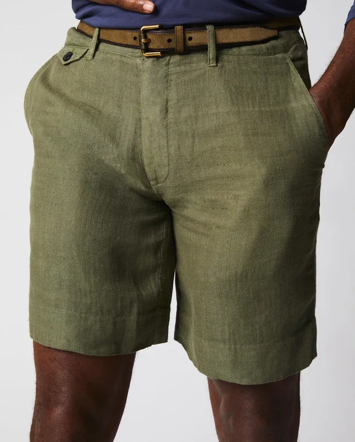 Men Bottoms Billy Reid Linen Moore Short Olive