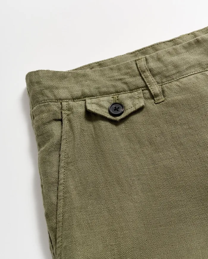 Men Bottoms Billy Reid Linen Moore Short Olive