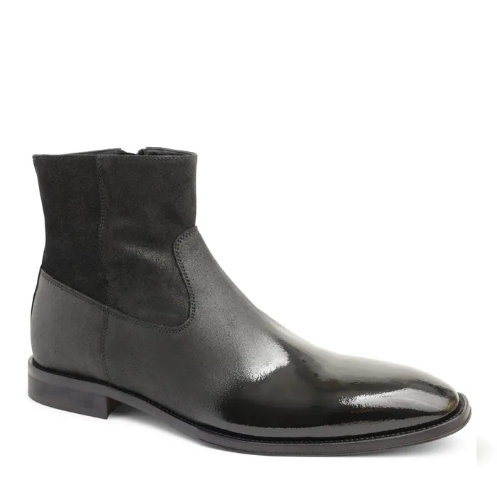 Men Bruno Magli Boots Armando Patent Ombre Suede Zip Boot 8211 Black
