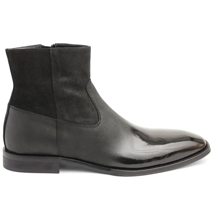 Men Bruno Magli Boots Armando Patent Ombre Suede Zip Boot 8211 Black
