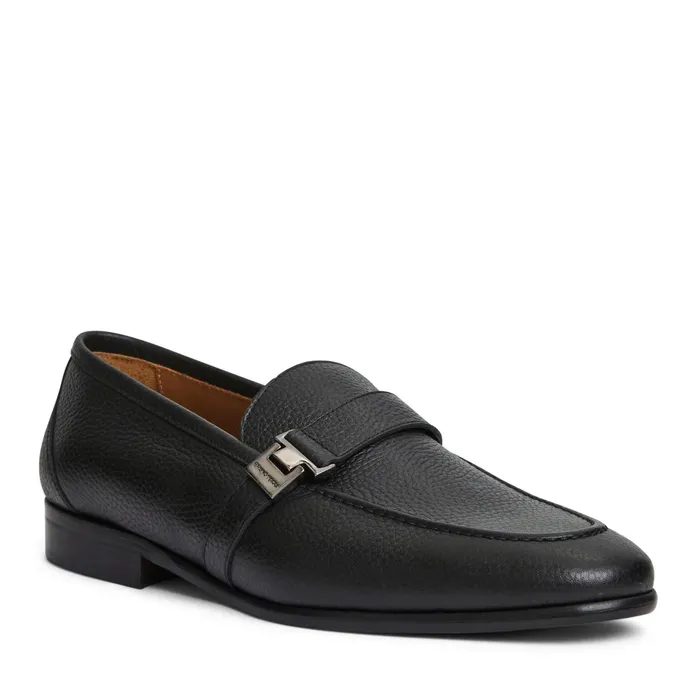 Men Bruno Magli Casual Shoes Arlo Slip On Side Bit Loafer Black Leather