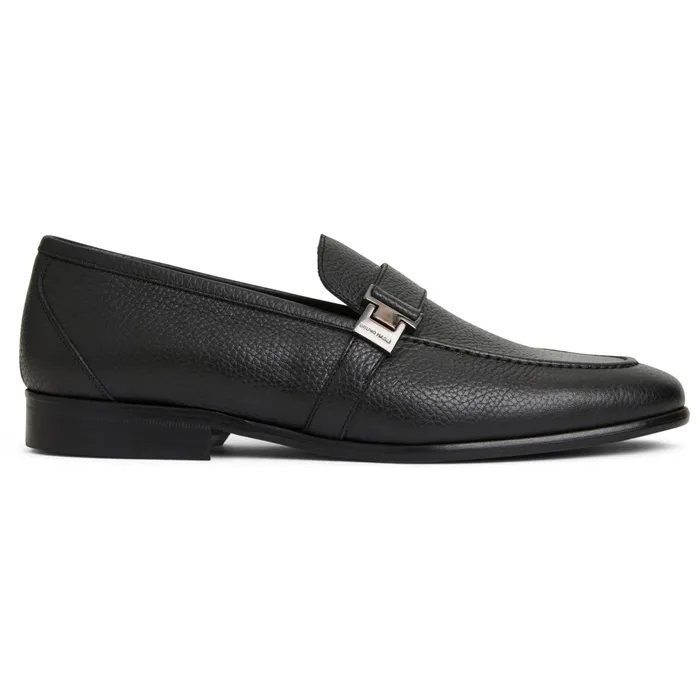 Men Bruno Magli Casual Shoes Arlo Slip On Side Bit Loafer Black Leather
