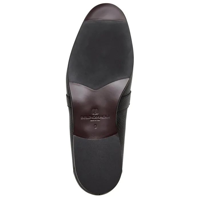 Men Bruno Magli Casual Shoes Arlo Slip On Side Bit Loafer Black Leather