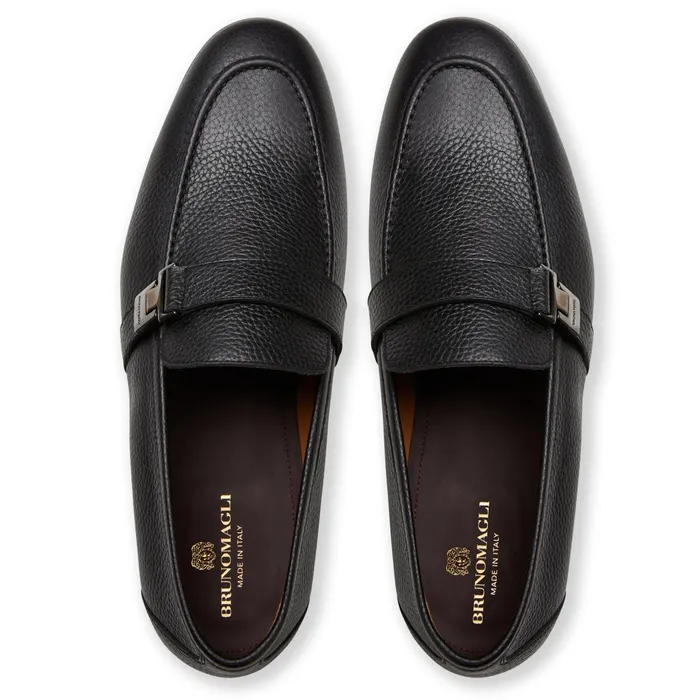 Men Bruno Magli Casual Shoes Arlo Slip On Side Bit Loafer Black Leather