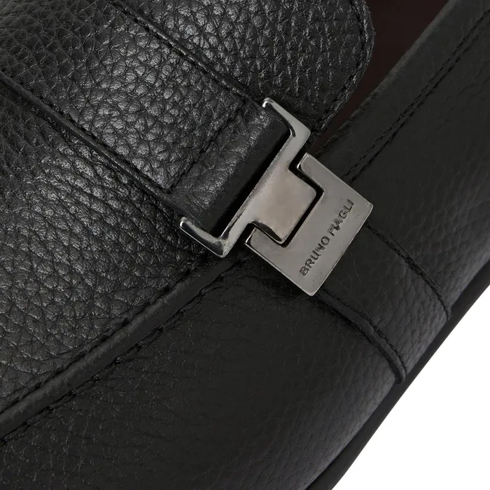 Men Bruno Magli Casual Shoes Arlo Slip On Side Bit Loafer Black Leather