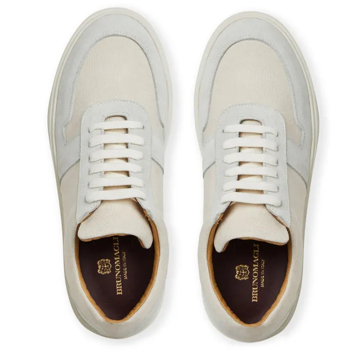 Men Bruno Magli Casual Shoes Darian Sneaker Off White Canvas