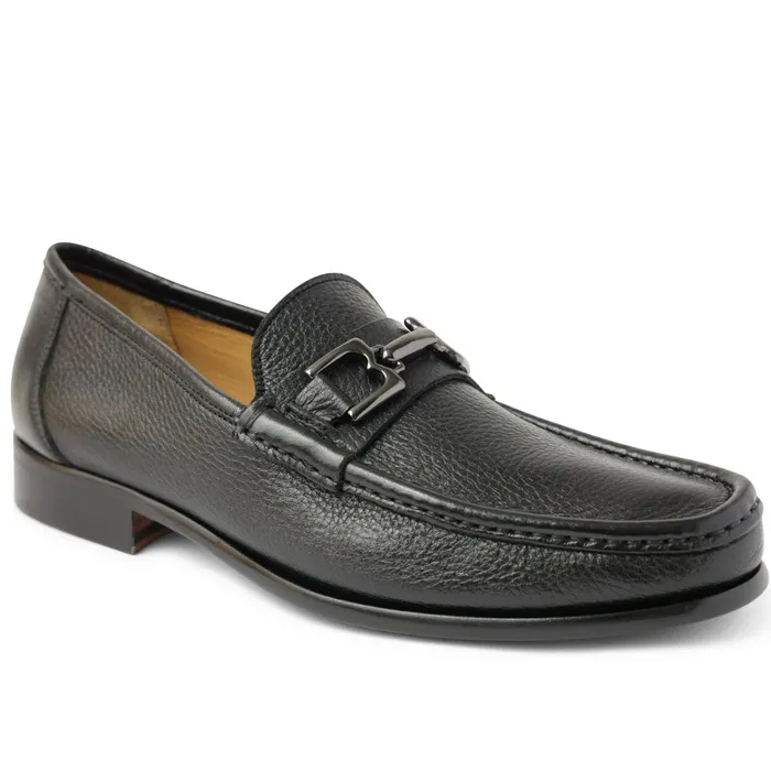 Men Bruno Magli Casual Shoes Trieste Classic Leather Moccasin 8211 Black Cervo