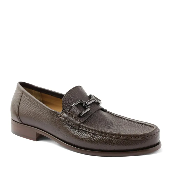 Men Bruno Magli Casual Shoes Trieste Classic Leather Moccasin 8211 Dark Brown Cervo