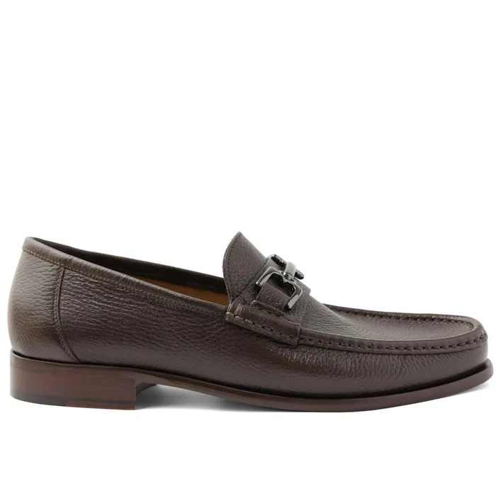 Men Bruno Magli Casual Shoes Trieste Classic Leather Moccasin 8211 Dark Brown Cervo