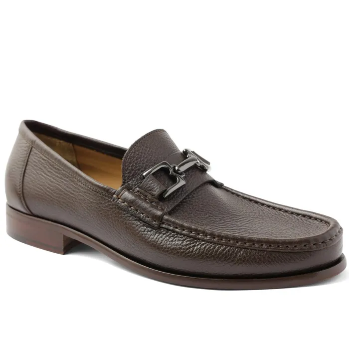 Men Bruno Magli Casual Shoes Trieste Classic Leather Moccasin 8211 Dark Brown Cervo