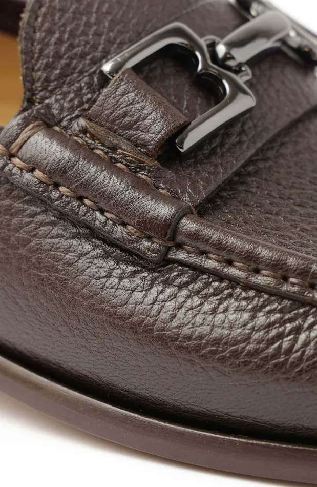 Men Bruno Magli Casual Shoes Trieste Classic Leather Moccasin 8211 Dark Brown Cervo