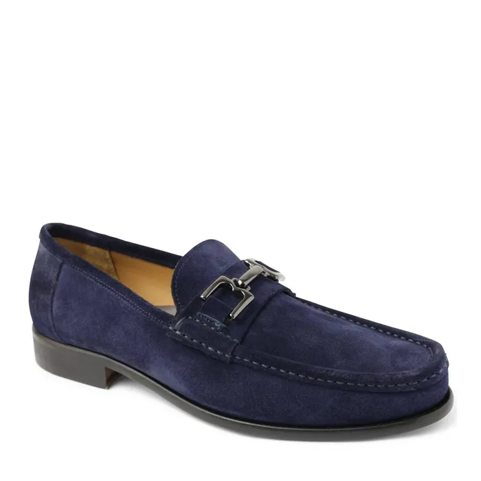 Men Bruno Magli Casual Shoes Trieste Classic Leather Moccasin 8211 Navy Suede