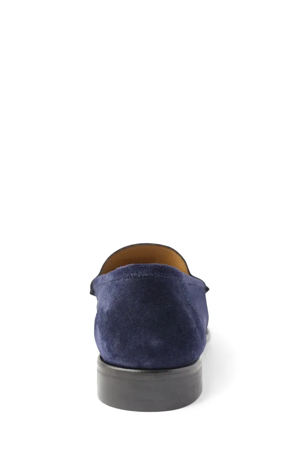 Men Bruno Magli Casual Shoes Trieste Classic Leather Moccasin 8211 Navy Suede