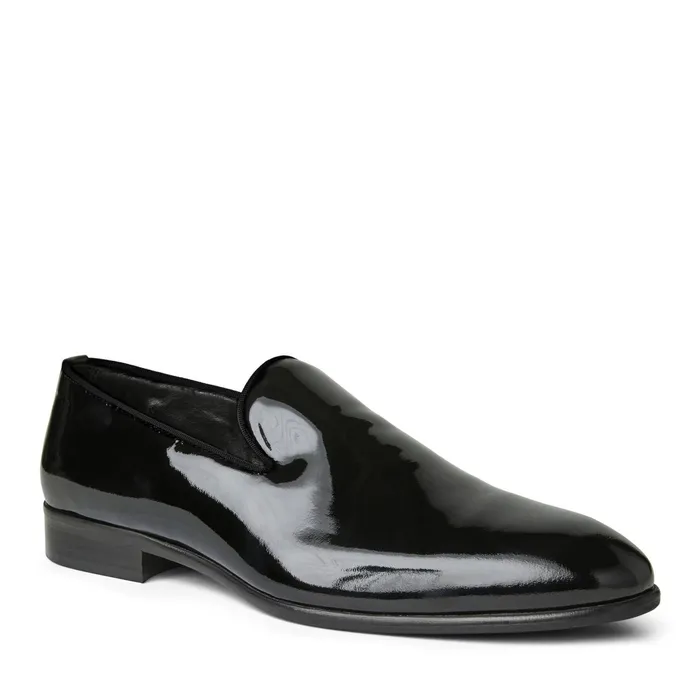 Men Bruno Magli Dress Shoes Danilo ALine Patent Leather Smoking SlipperBlack