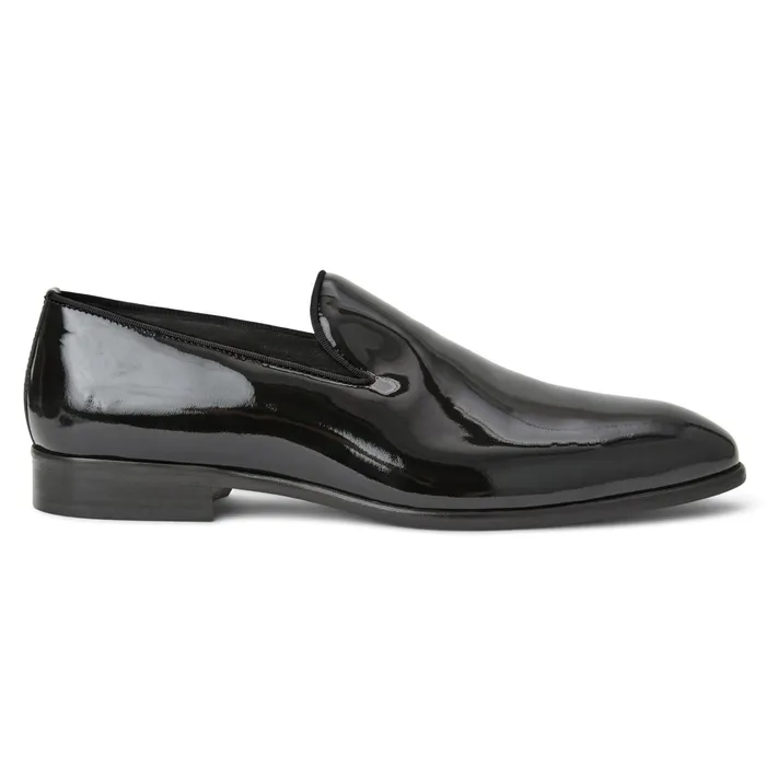 Men Bruno Magli Dress Shoes Danilo ALine Patent Leather Smoking SlipperBlack