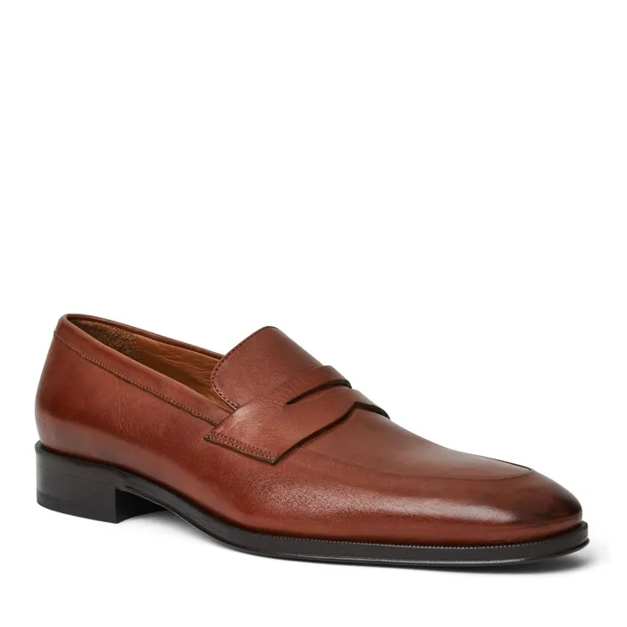 Men Bruno Magli Dress Shoes Maioco Slip On Loafer Cognac Leather