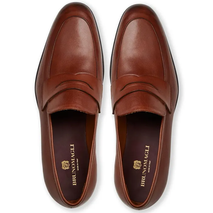 Men Bruno Magli Dress Shoes Maioco Slip On Loafer Cognac Leather