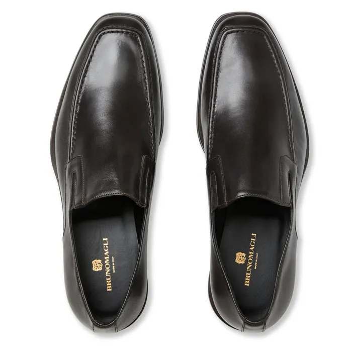 Men Bruno Magli Dress Shoes Raging Leather Slipon 8211 Dark Brown Leather