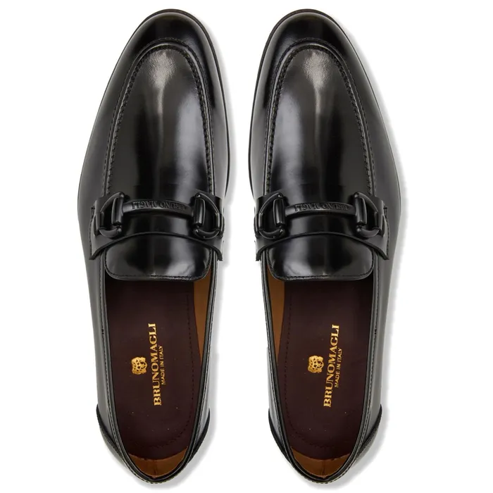 Men Bruno Magli Loafers and Slipons Alessio Slip On Black Bit Loafer Black Leather