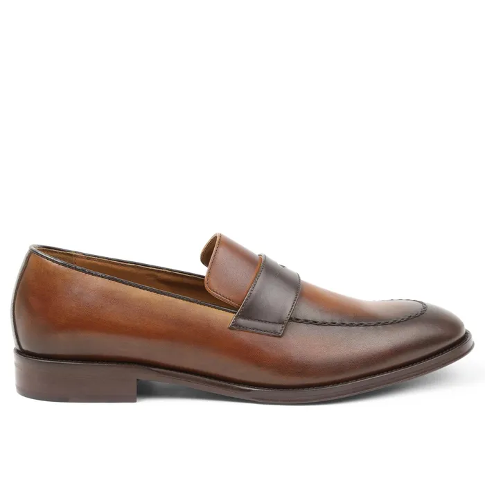 Men Bruno Magli Loafers and Slipons Arezzo Burnished Penny Loafer 8211 CognacDark Brown