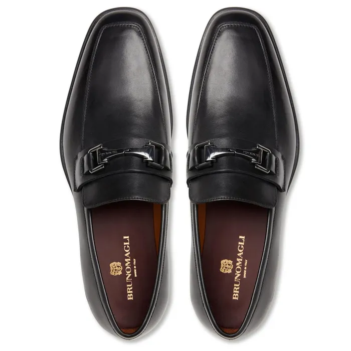 Men Bruno Magli Loafers and Slipons Raging Bit Leather LoaferBlack