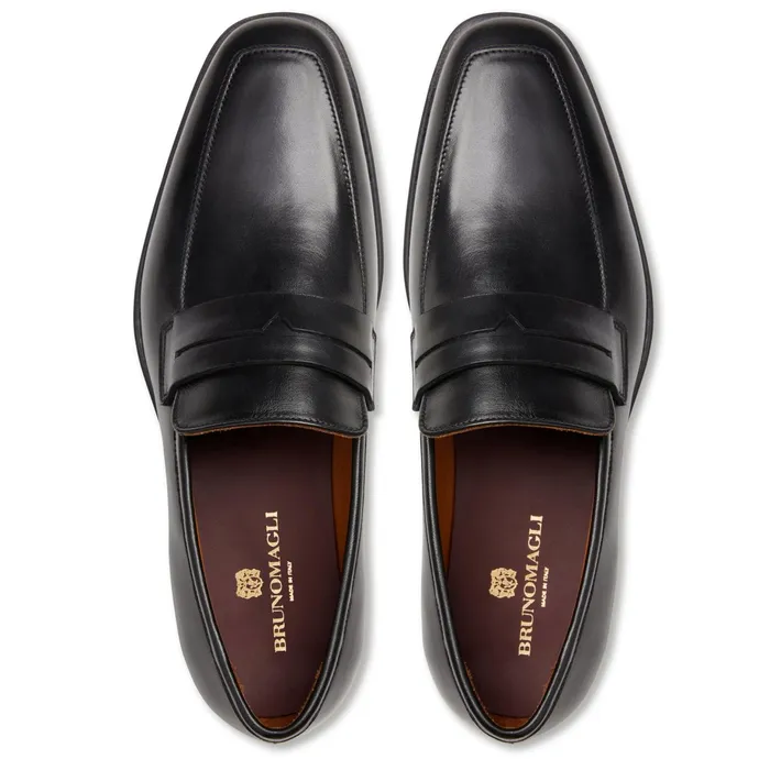 Men Bruno Magli Loafers and Slipons Raging Leather Penny Loafer Black