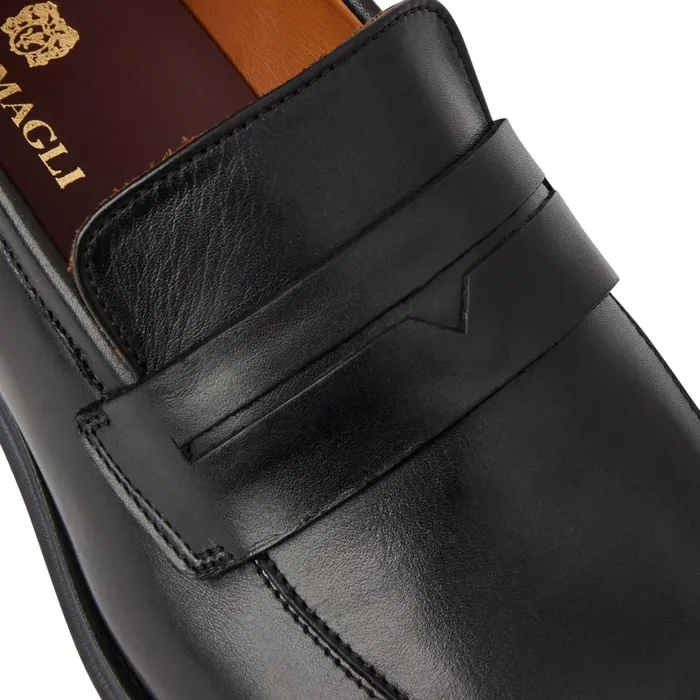 Men Bruno Magli Loafers and Slipons Raging Leather Penny Loafer Black