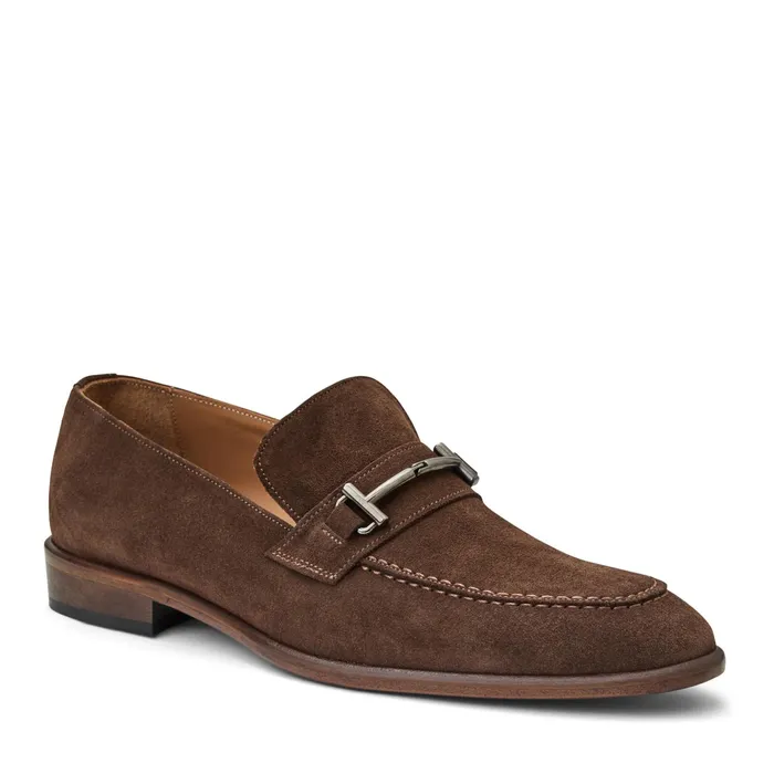 Men Bruno Magli Loafers and Slipons Sante Double Gore Classic Bit LoaferBrown Suede