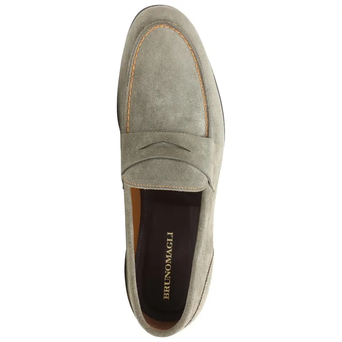 Men Bruno Magli Loafers and Slipons Silas Suede Loafer 8211 Taupe