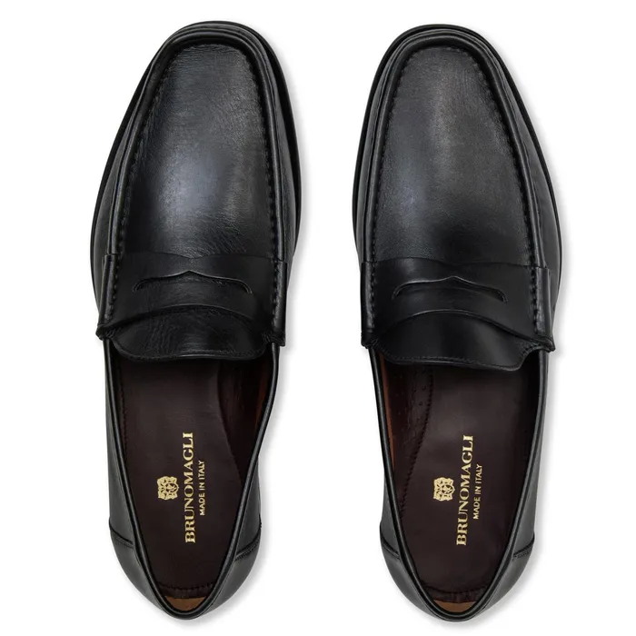 Men Bruno Magli Loafers and Slipons Tonio Slip On Loafer Black Nappa Leather Men Bruno Magli Loafers and Slipons Tonio Slip On Loafer Black Nappa Leather