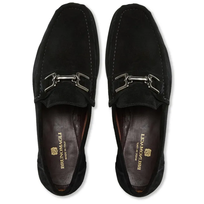 Men Bruno Magli Loafers and Slipons Trieste Classic Suede Loafer Black Suede