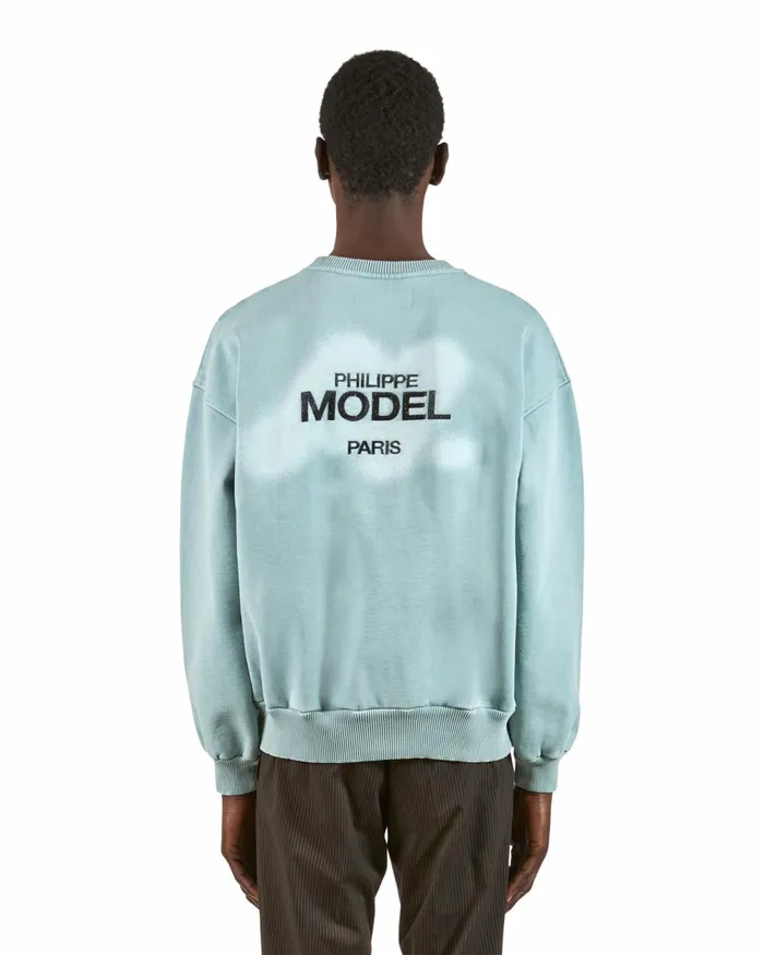 Men Crew Neck 8211 Blue Paris Philippe Model Paris Knitwear And Sweatshirts