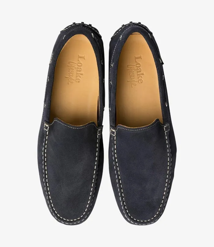 Men Donington Navy Suede Loake Loafers Men Donington Navy Suede Loake Loafers