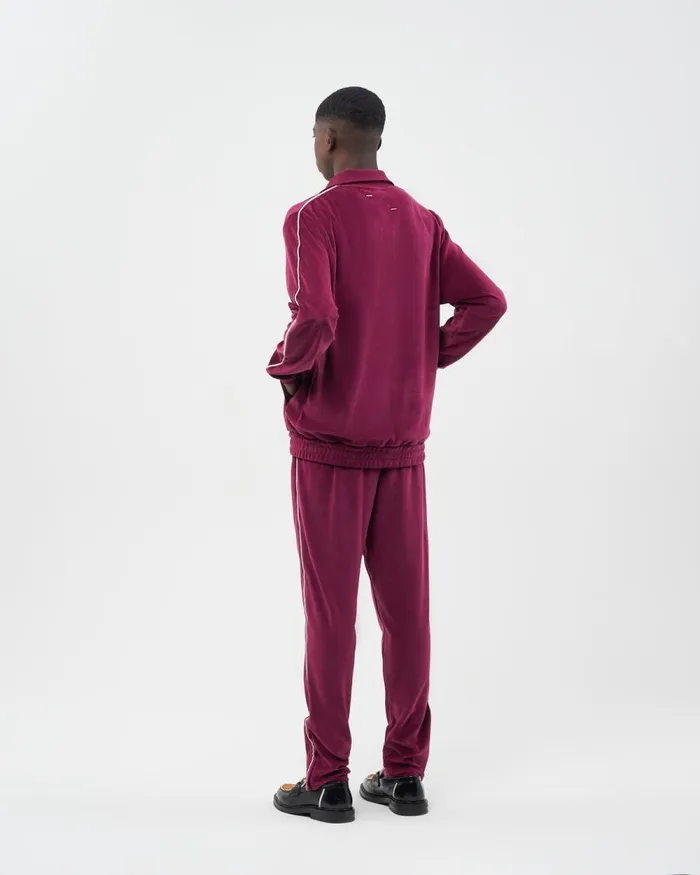 Men Filling Pieces Coats and Jackets Track Jacket Velvet Burgundy