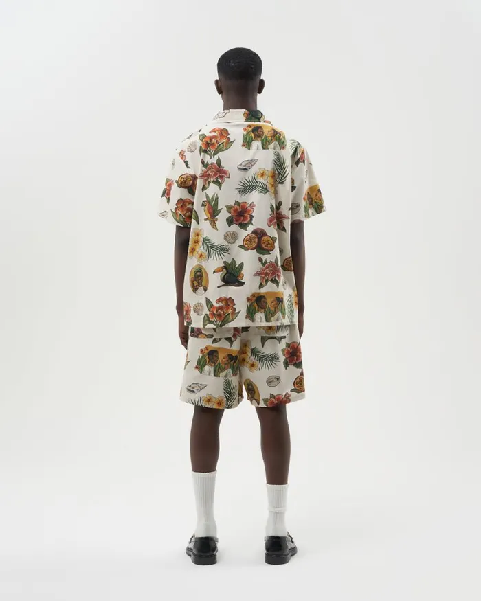 Men Filling Pieces Pants and Shorts Resort Short Parrot Print White